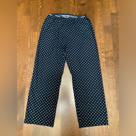 CALVIN KLIEN Men’s Sleep Wear Pajama Pants Blue CK Pattern Size Large LIKE NEW - Picture 2 of 9